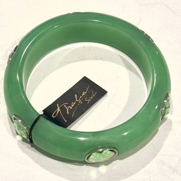 Thalia Sodi Green Bangle Bracelet with Crystals - Picture 2 of 5